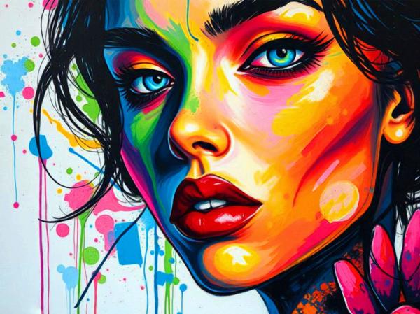 Buntes abstrraktes pop art Gesicht -Peggy Liebenow